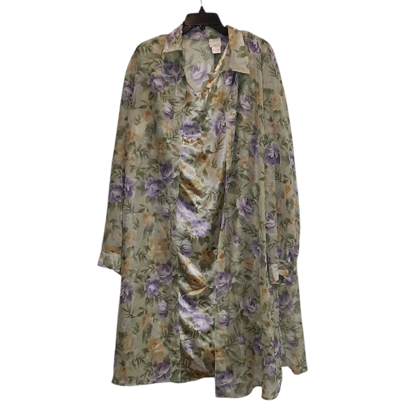 Studio C Dresses & Skirts - Floral Sheer Green and Purple Dress